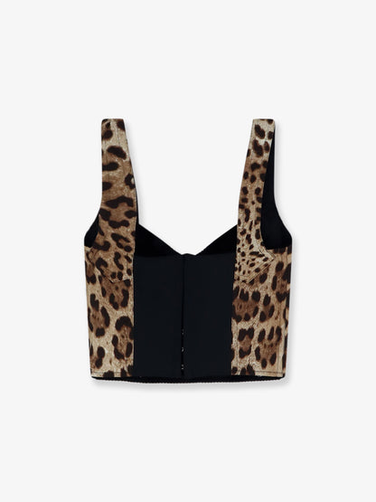 Cotton blend top with animal print thumbnail