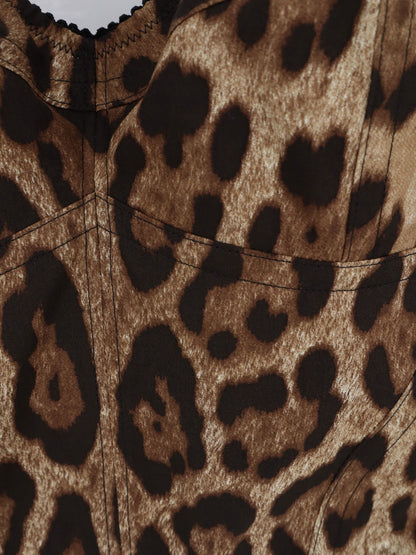 Cotton blend top with animal print thumbnail
