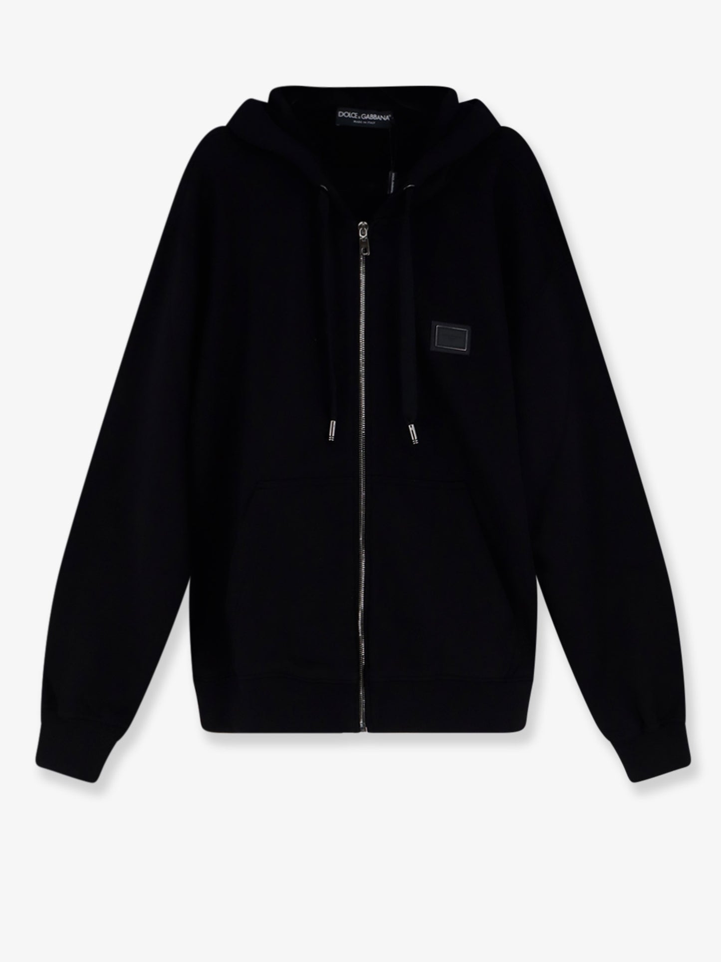 Felpa in cotone con patch logo in metallo