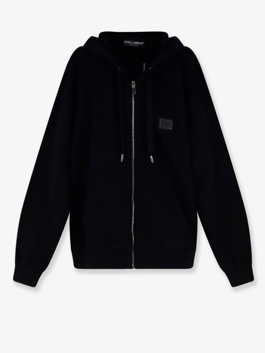 Cotton sweatshirt with metal logo patch