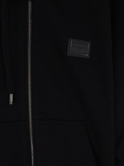Felpa in cotone con patch logo in metallo thumbnail