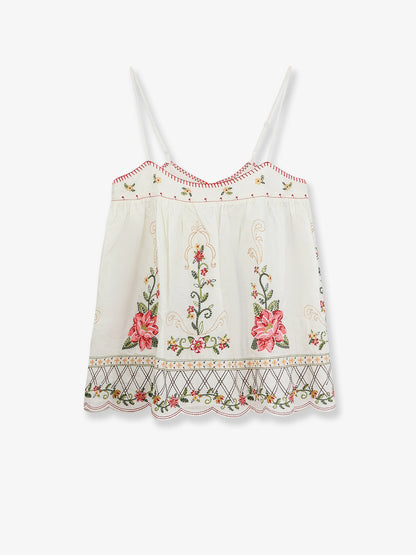 Linen and viscose top with embroidery thumbnail