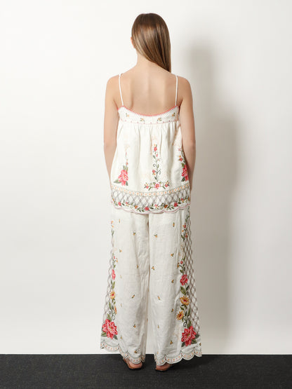 Linen and viscose top with embroidery thumbnail