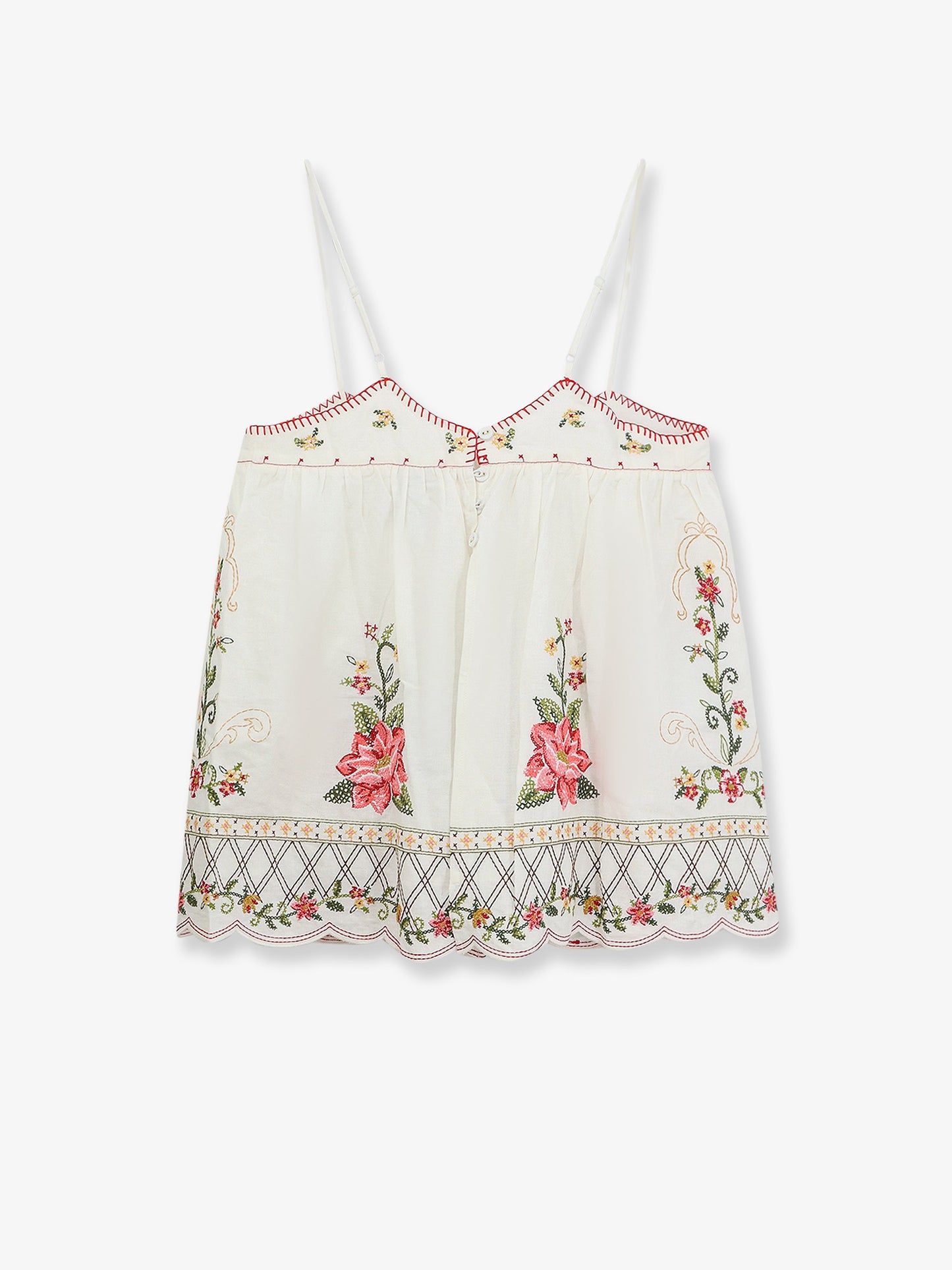 Linen and viscose top with embroidery