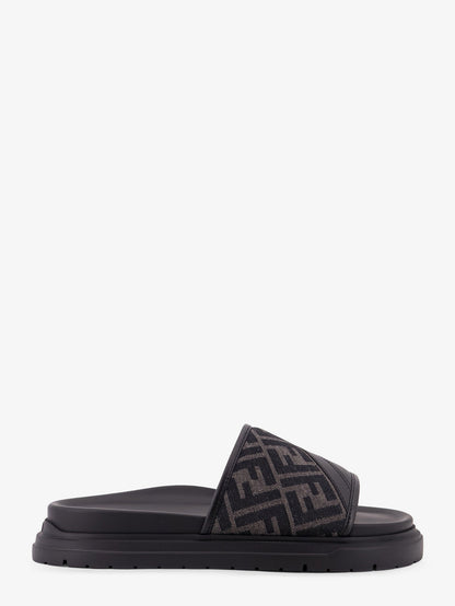 Low leather sandals with FF jacquard insert thumbnail