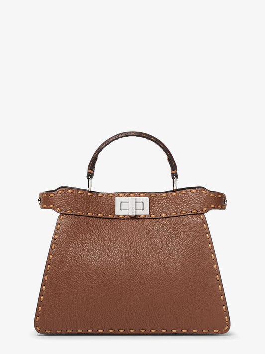 Peekaboo IseeU Small leather shoulder bag with Selleria macro stitching
