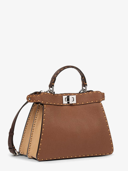 Peekaboo IseeU Small leather shoulder bag with Selleria macro stitching thumbnail