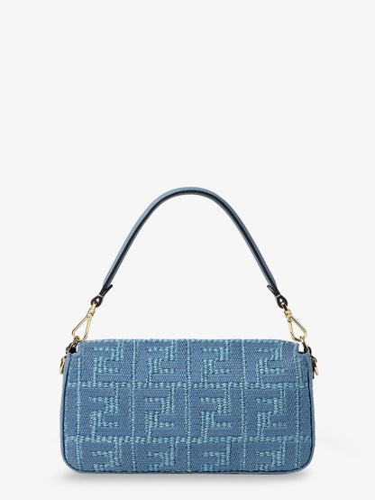 Baguette® handbag in raffia with all-over FF embroidery thumbnail
