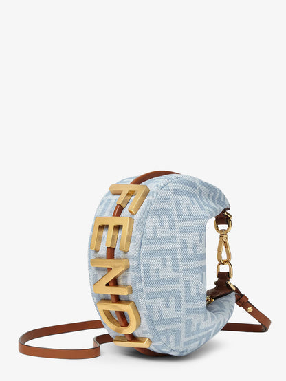 Fendigraphy Mini denim handbag with all-over FF logo thumbnail