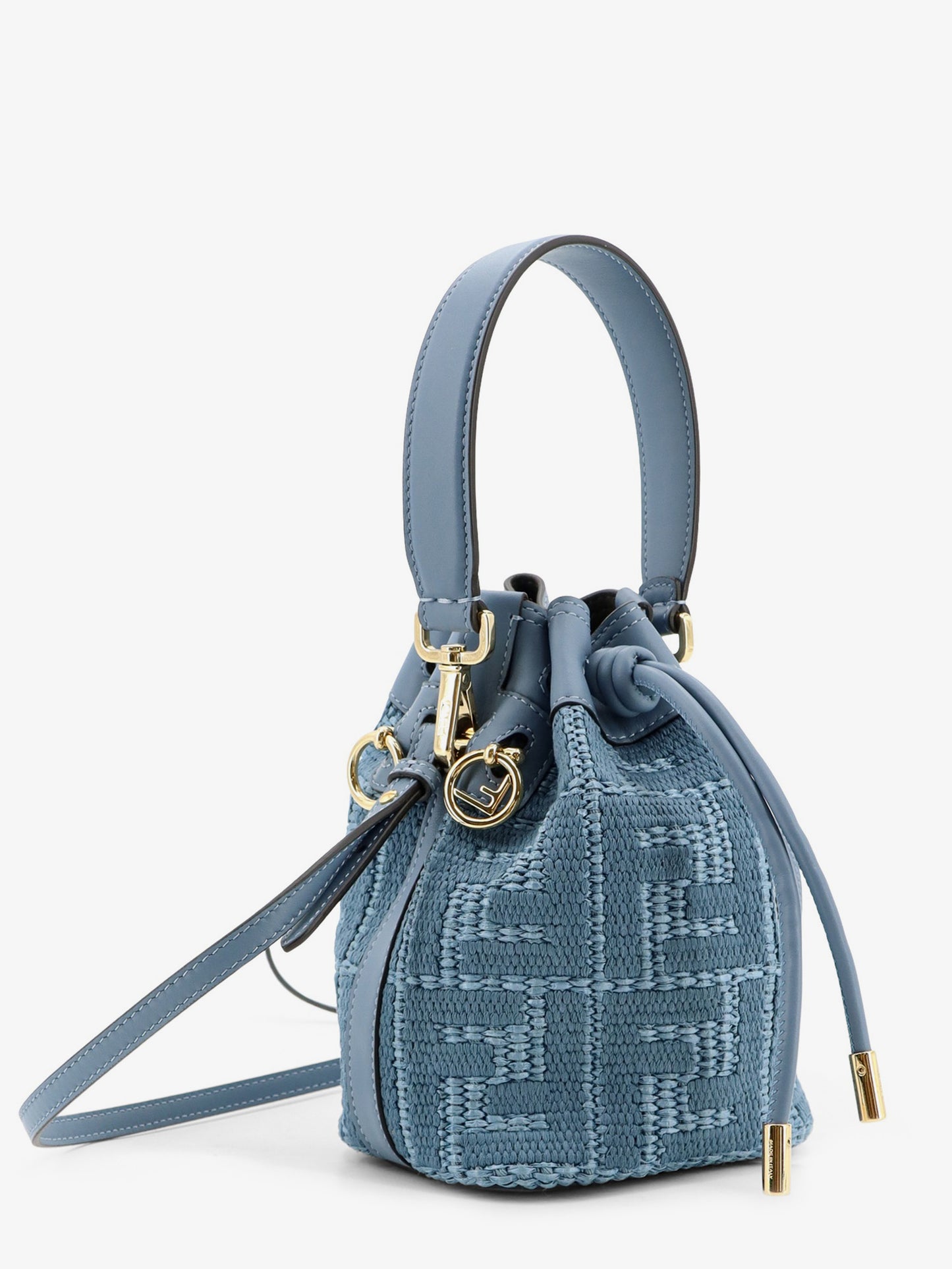 Mon Tresor raffia shoulder bag with FF embroidery