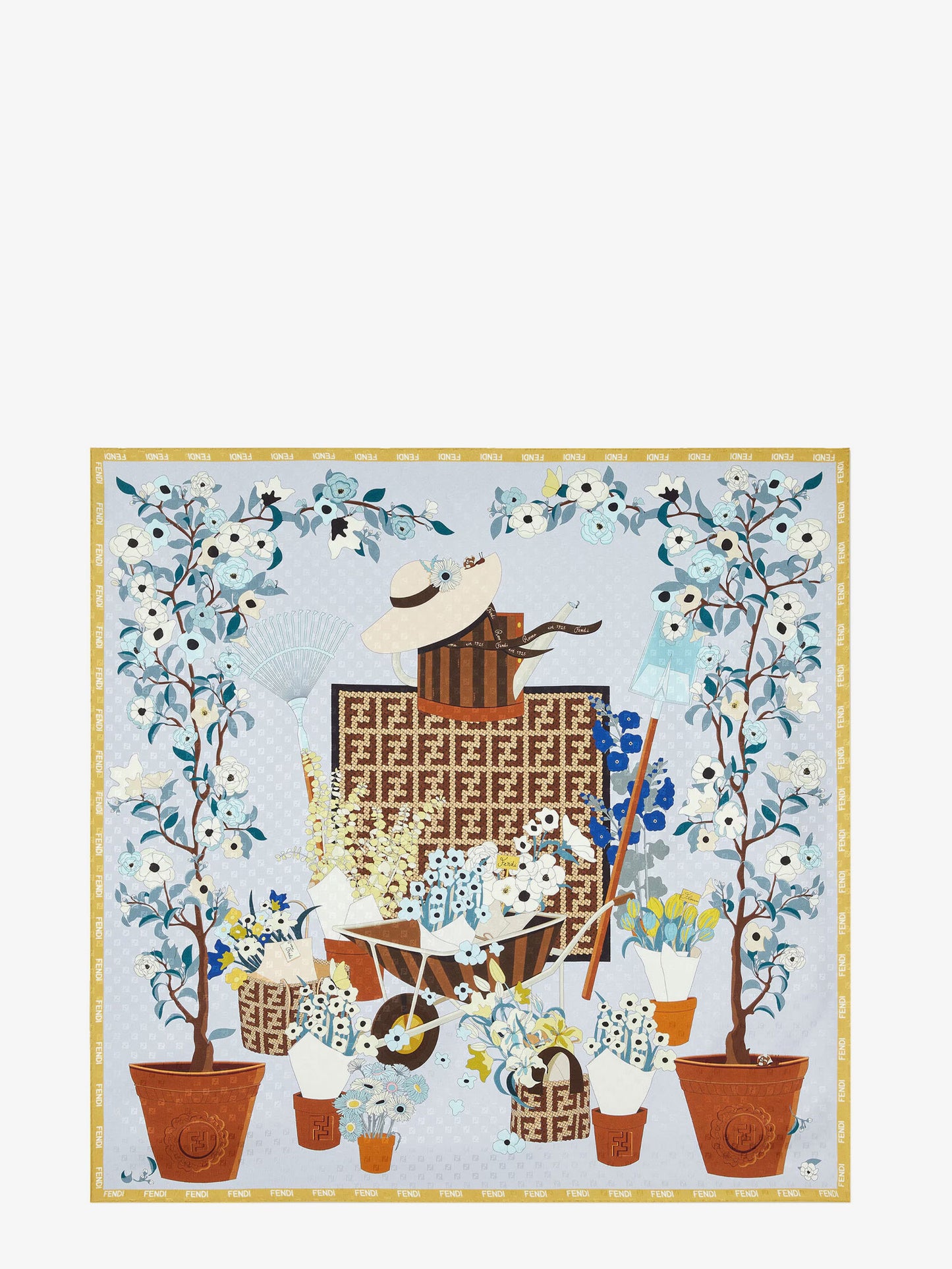 Silk scarf with Gardening print