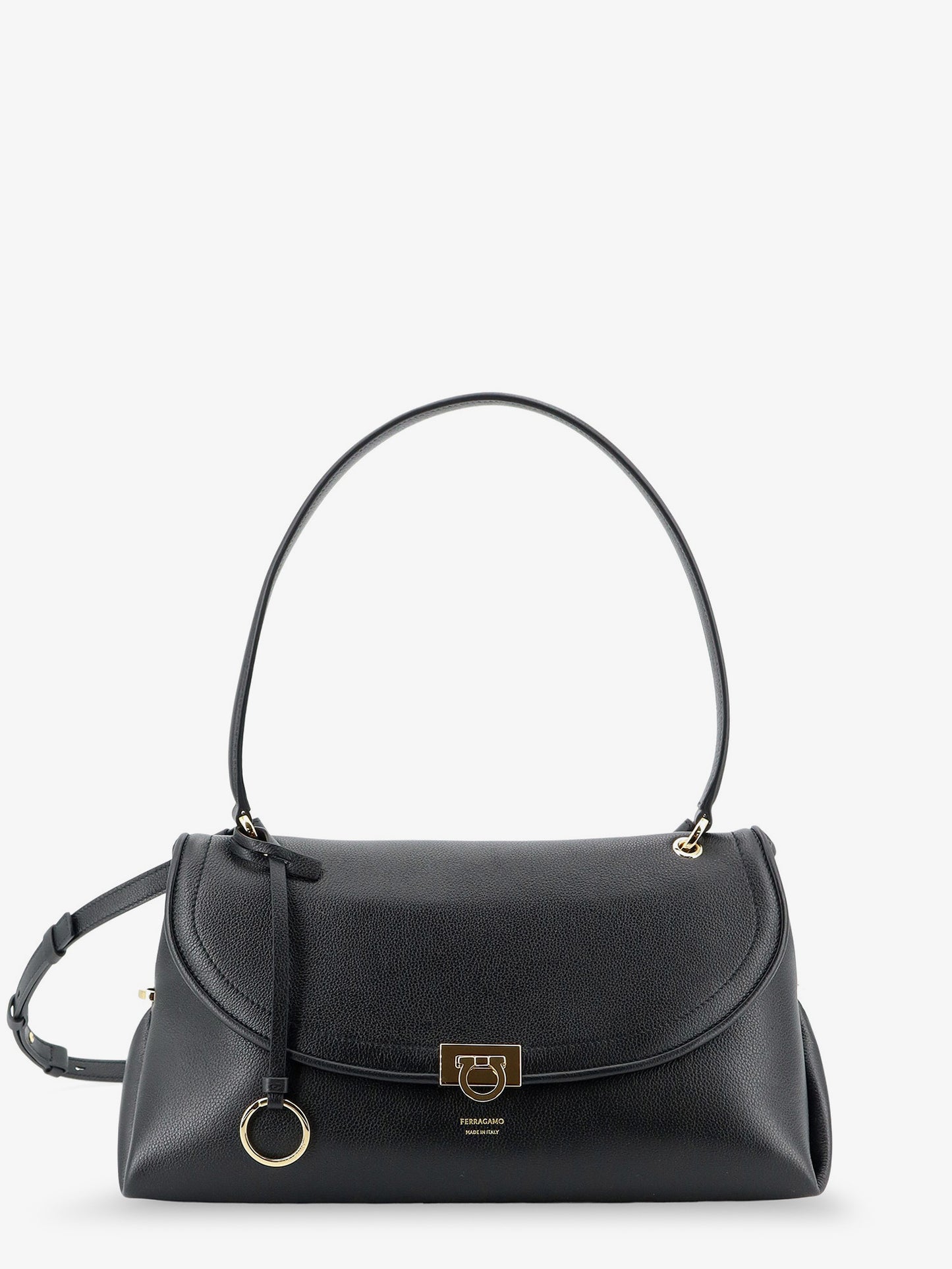 Leather shoulder bag with Gancini detail