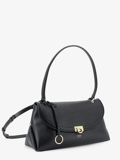 Leather shoulder bag with Gancini detail thumbnail