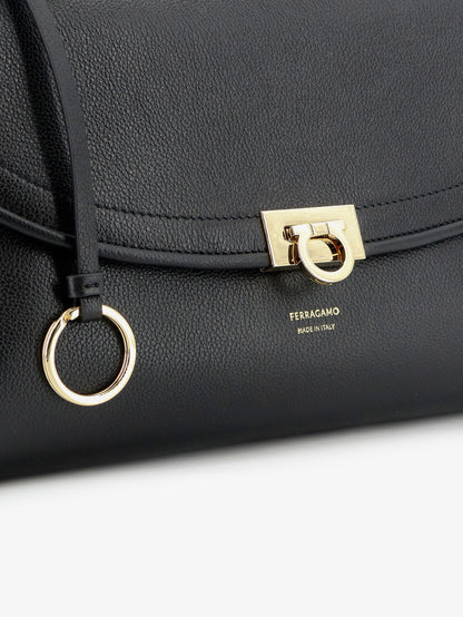 Leather shoulder bag with Gancini detail thumbnail