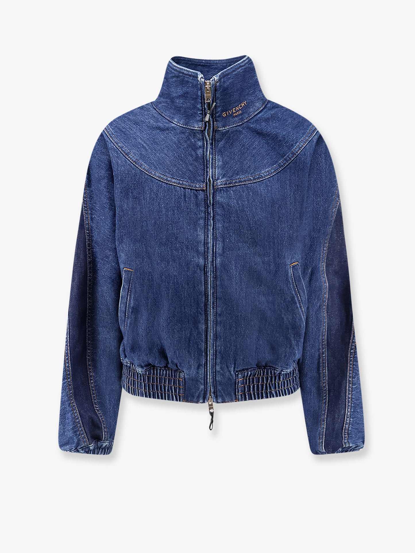 Denim jacket with embroidered lettering logo