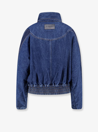 Denim jacket with embroidered lettering logo thumbnail
