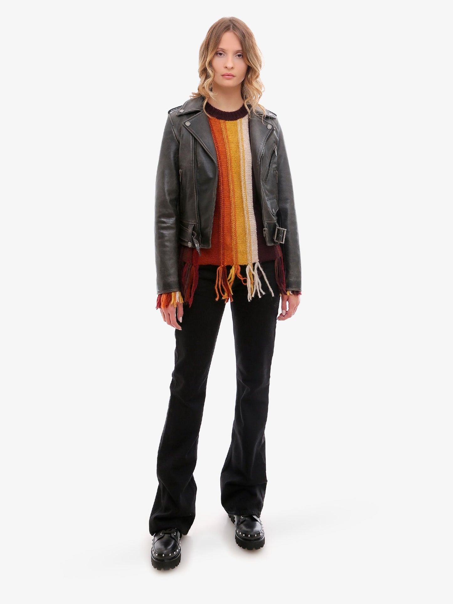 Slim fit Destiny lived-in effect leather biker