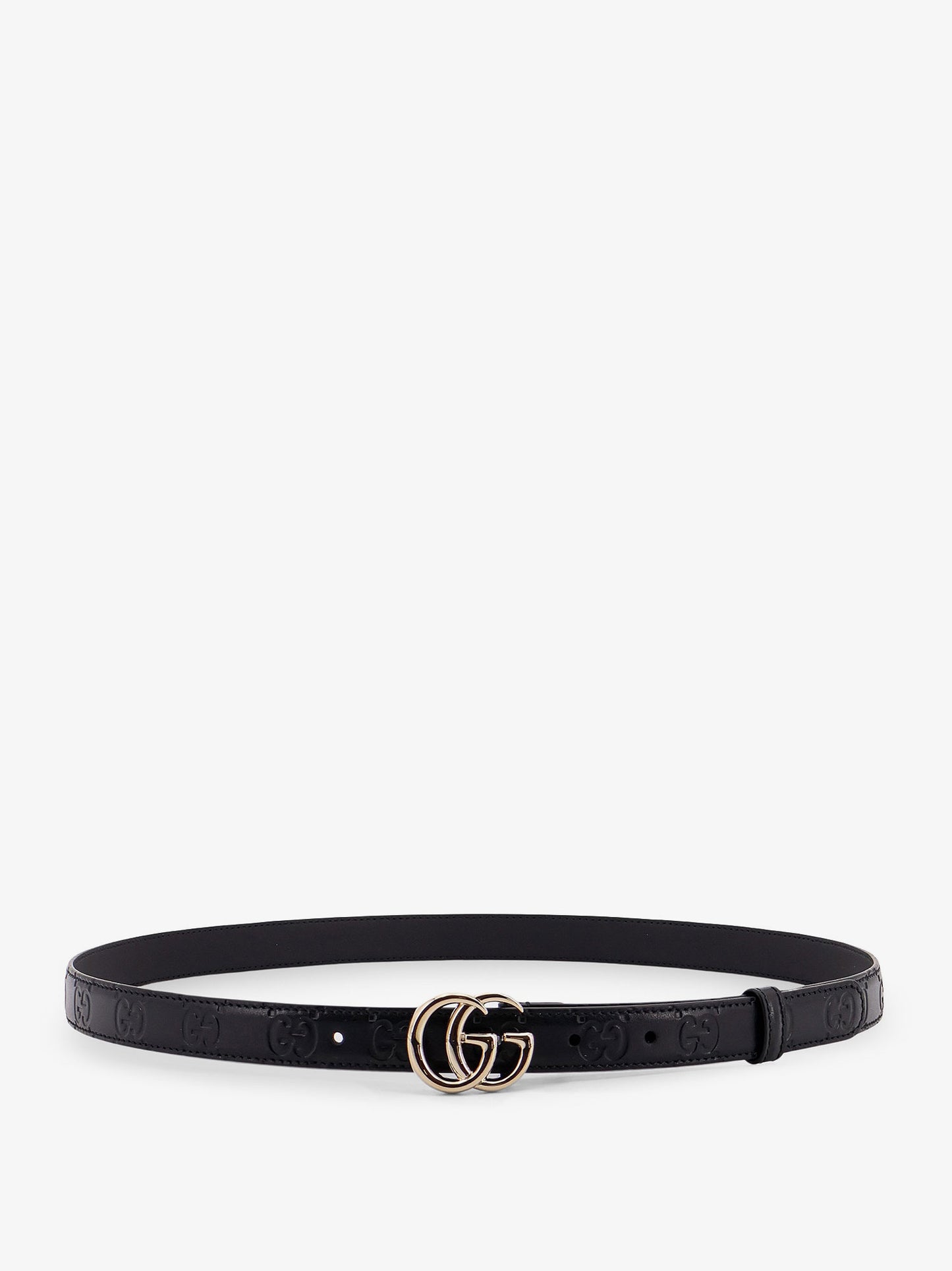 Leather belt with all-over GG logo