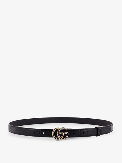 Leather belt with all-over GG logo thumbnail