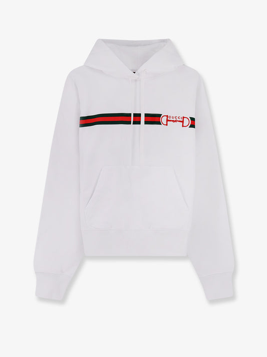 Cotton sweatshirt with embroidered Horsebit on the front