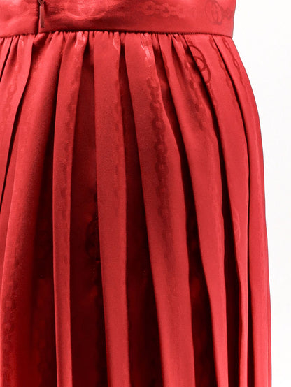 Pleated silk midi skirt thumbnail