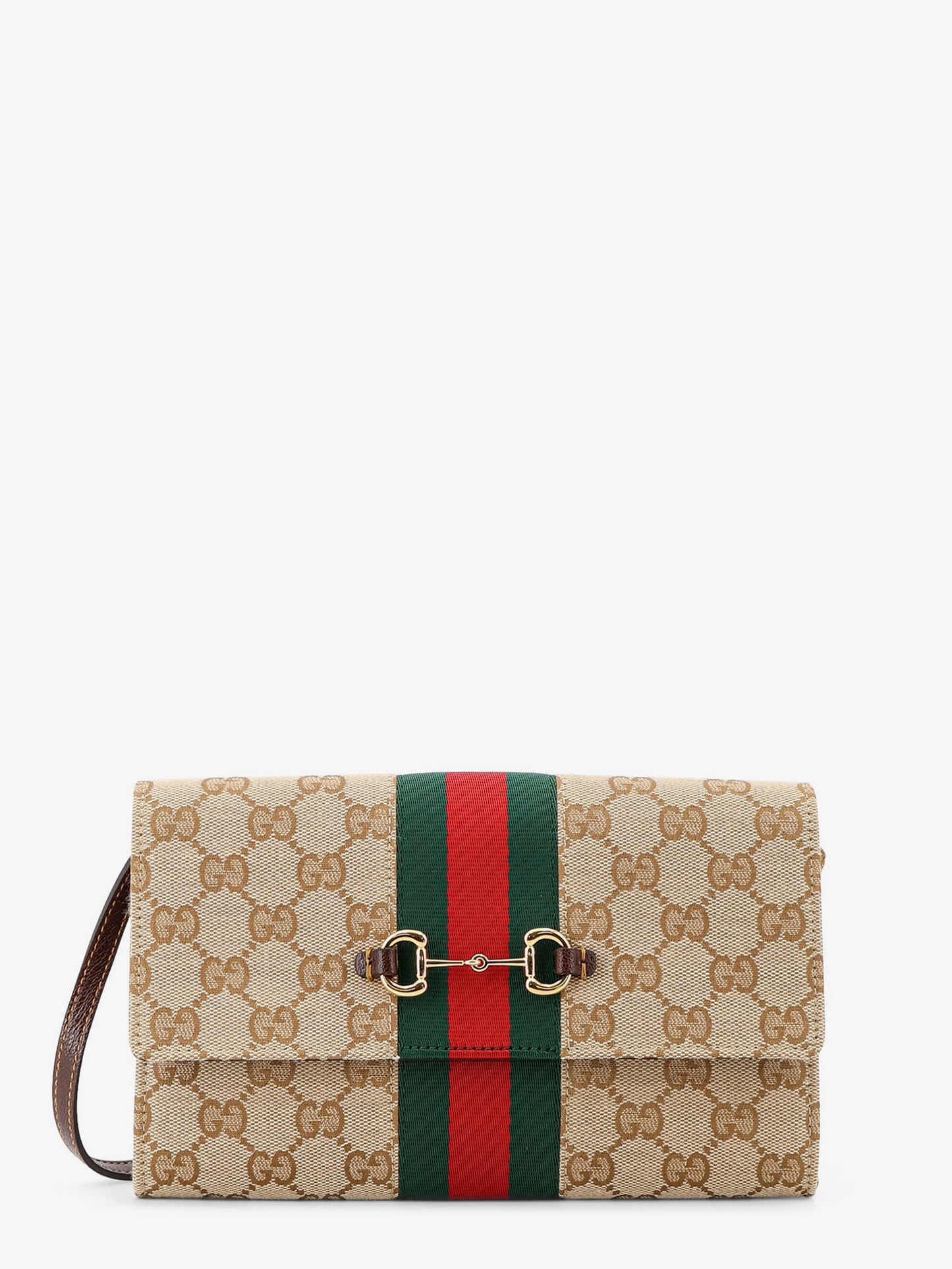 Portafoglio Gucci Horsebit Web in tessuto GG