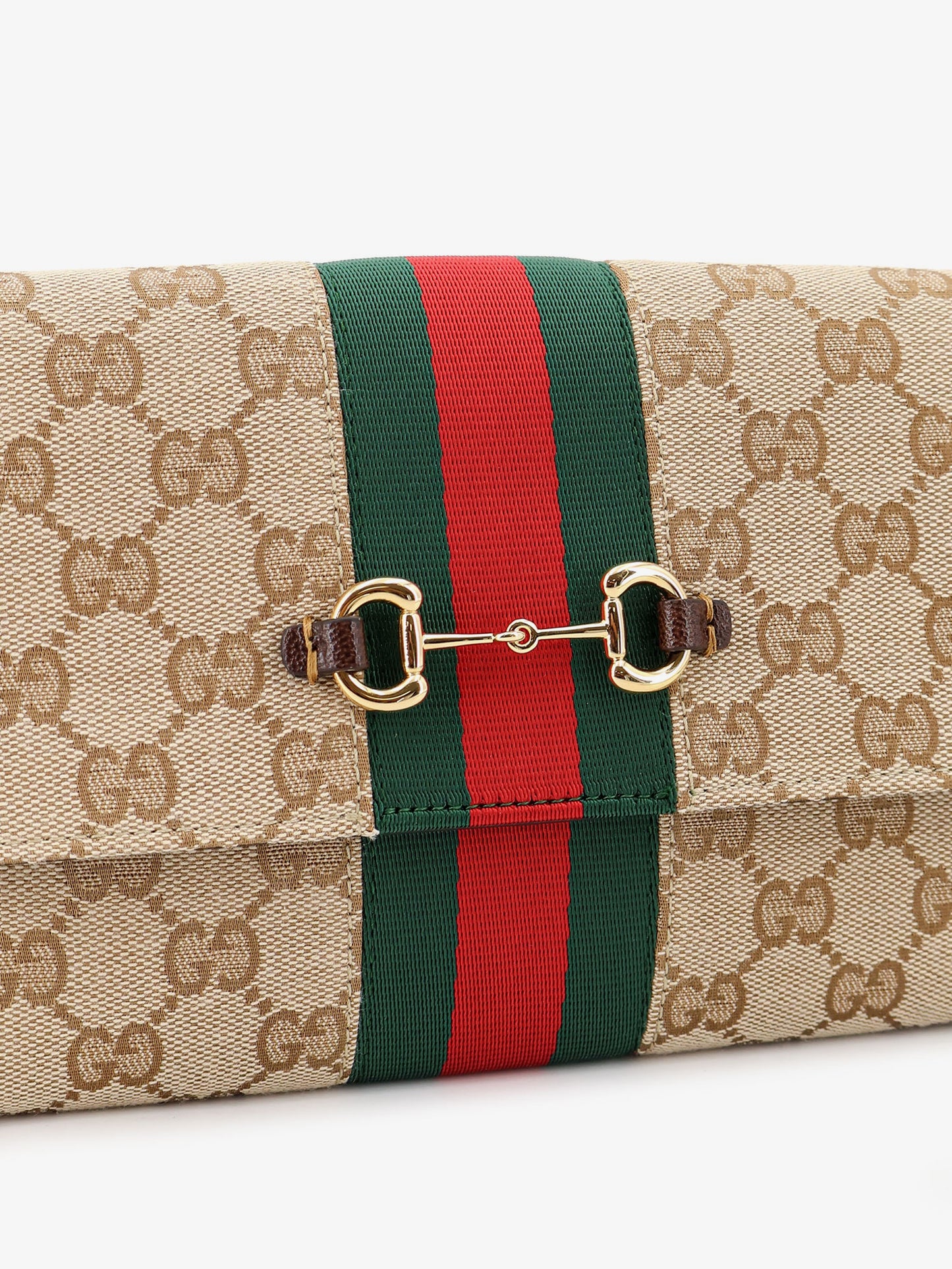 Portafoglio Gucci Horsebit Web in tessuto GG