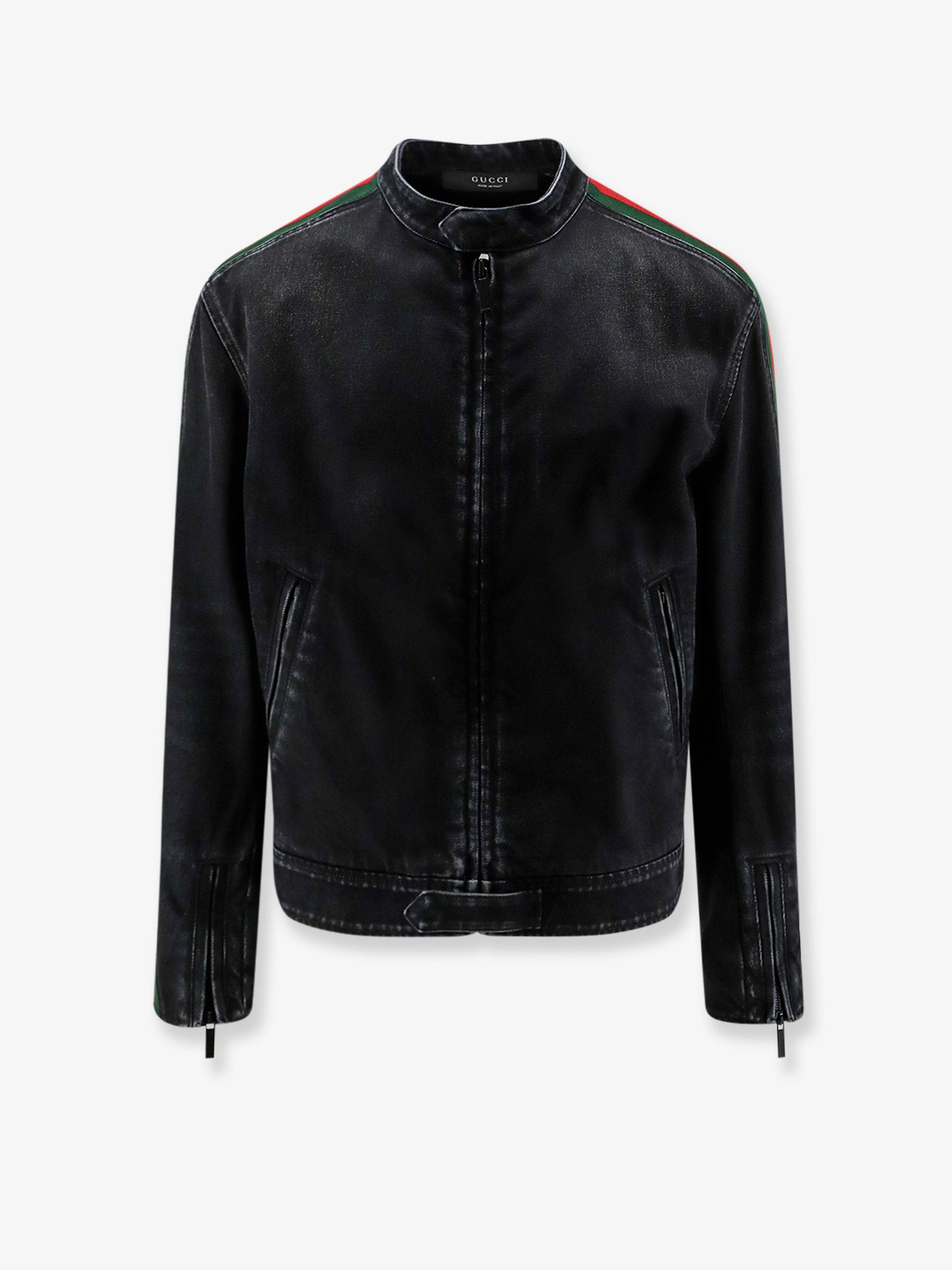Black denim jacket certified cotton jacket with a faded effect