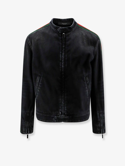 Black denim jacket certified cotton jacket with a faded effect thumbnail
