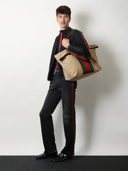 GG fabric travel bag with Web detail on the front thumbnail