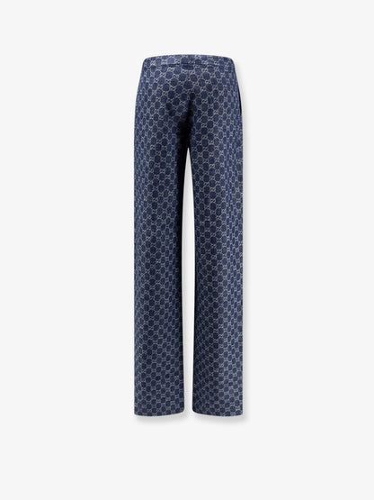 Cotton denim trousers with GG motif thumbnail