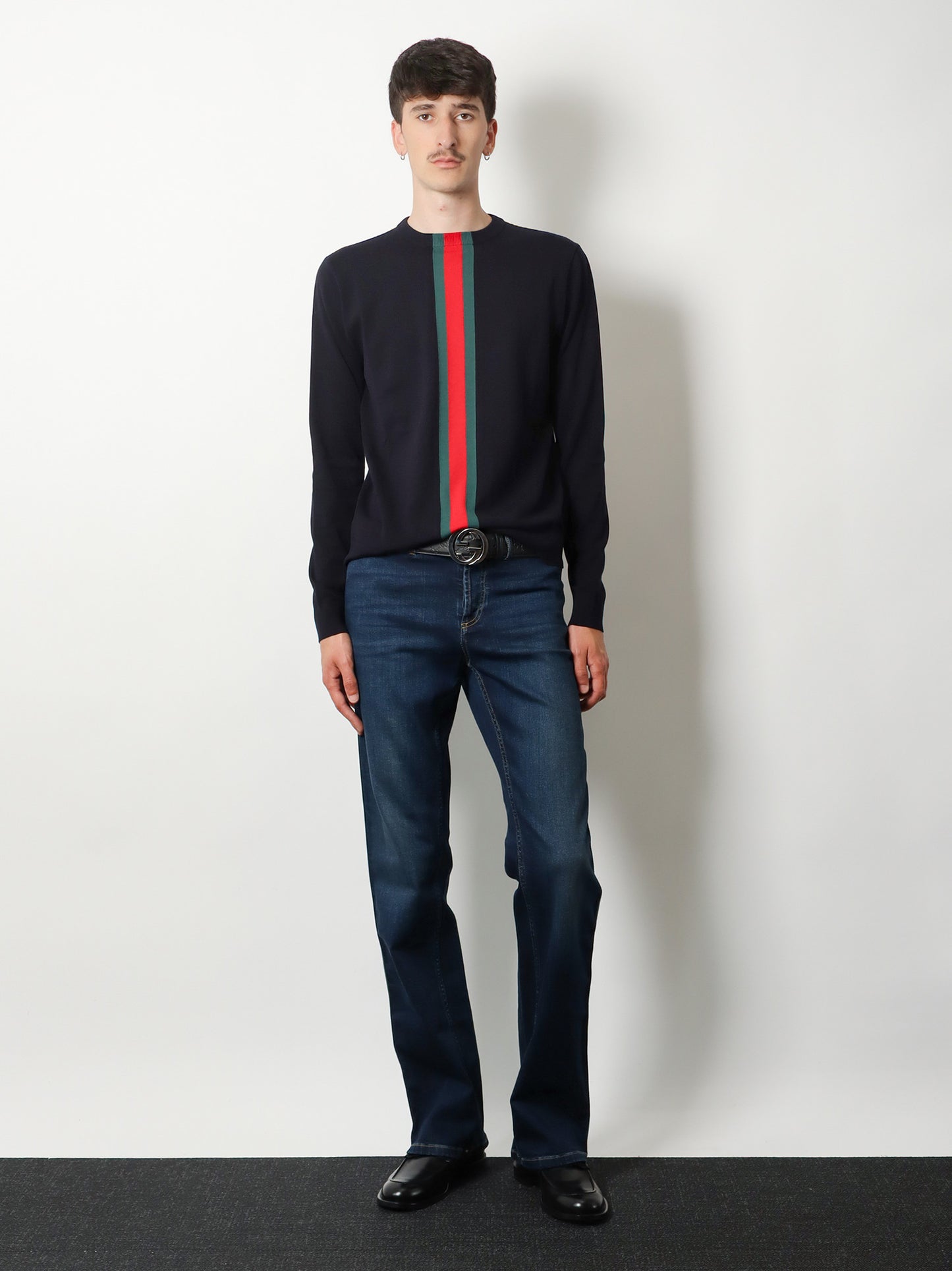 Jeans in blue denim con profili Nastro Web