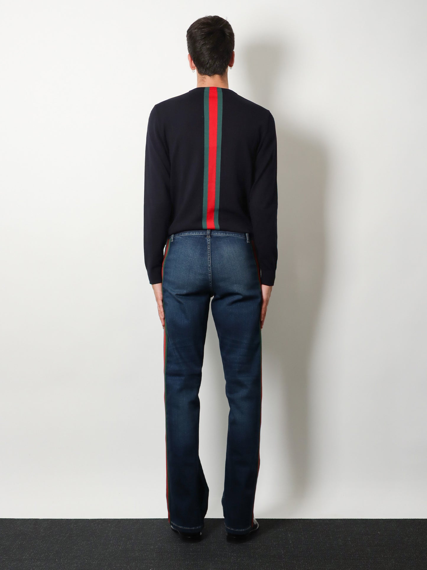 Jeans in blue denim con profili Nastro Web