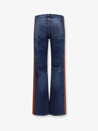 Jeans in blue denim con profili Nastro Web thumbnail