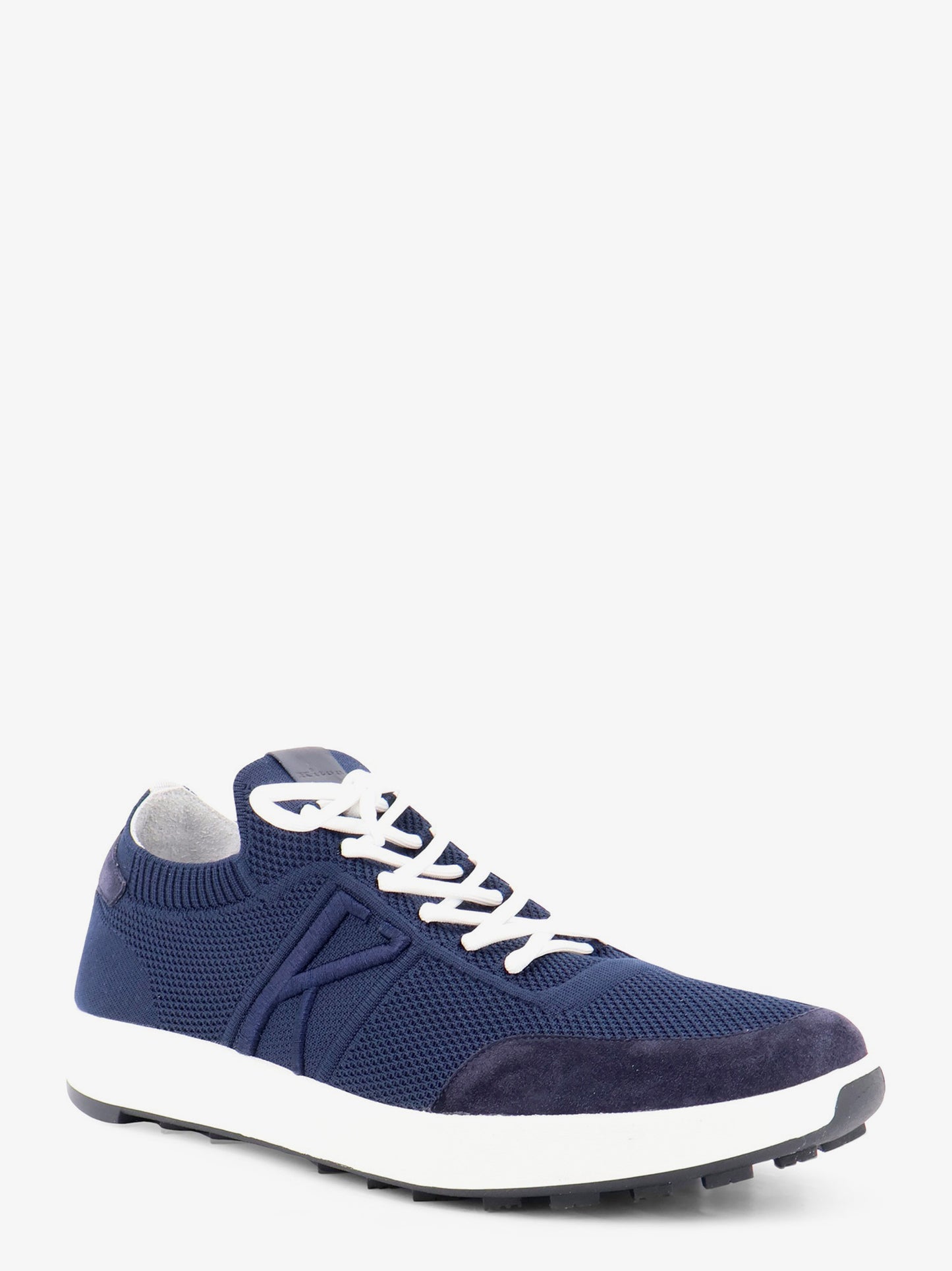 Knitted fabric sneakers with suede inserts