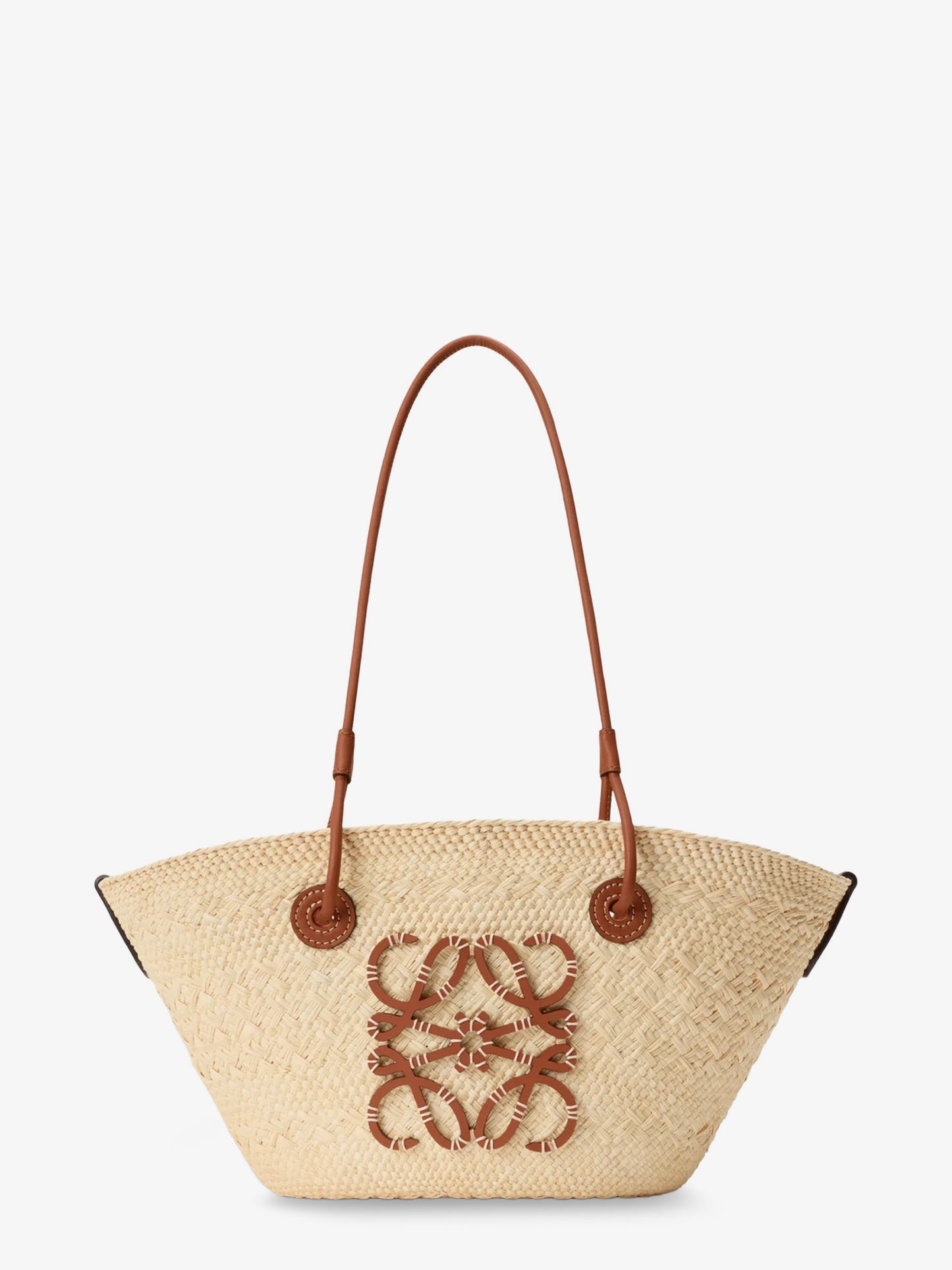 Paula's Ibiza Anagram Palm Leaf and Leather shoulder bag