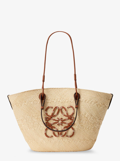 Paula's Ibiza leather and iraca palm shoulder bag thumbnail