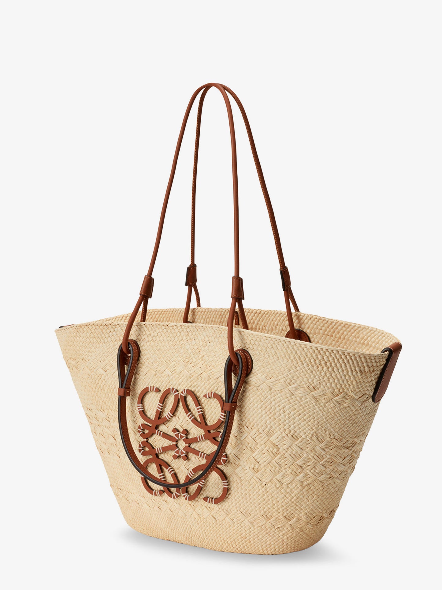 Paula's Ibiza leather and iraca palm shoulder bag