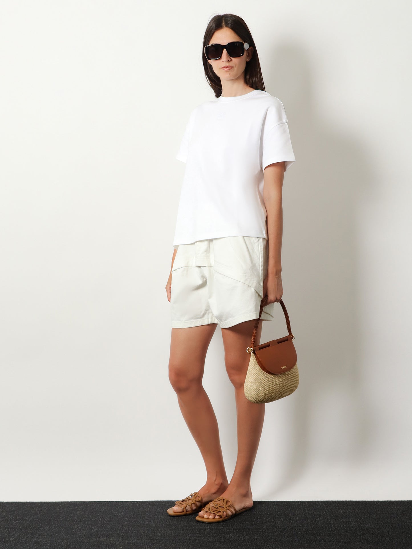 Paula's Ibiza Raffia and Leather Pescador crossbody bag