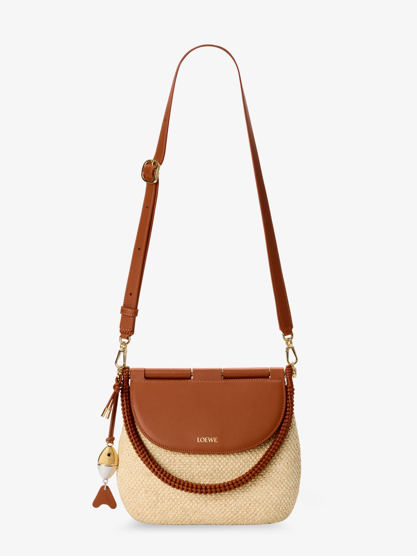 Paula's Ibiza Raffia and Leather Pescador crossbody bag