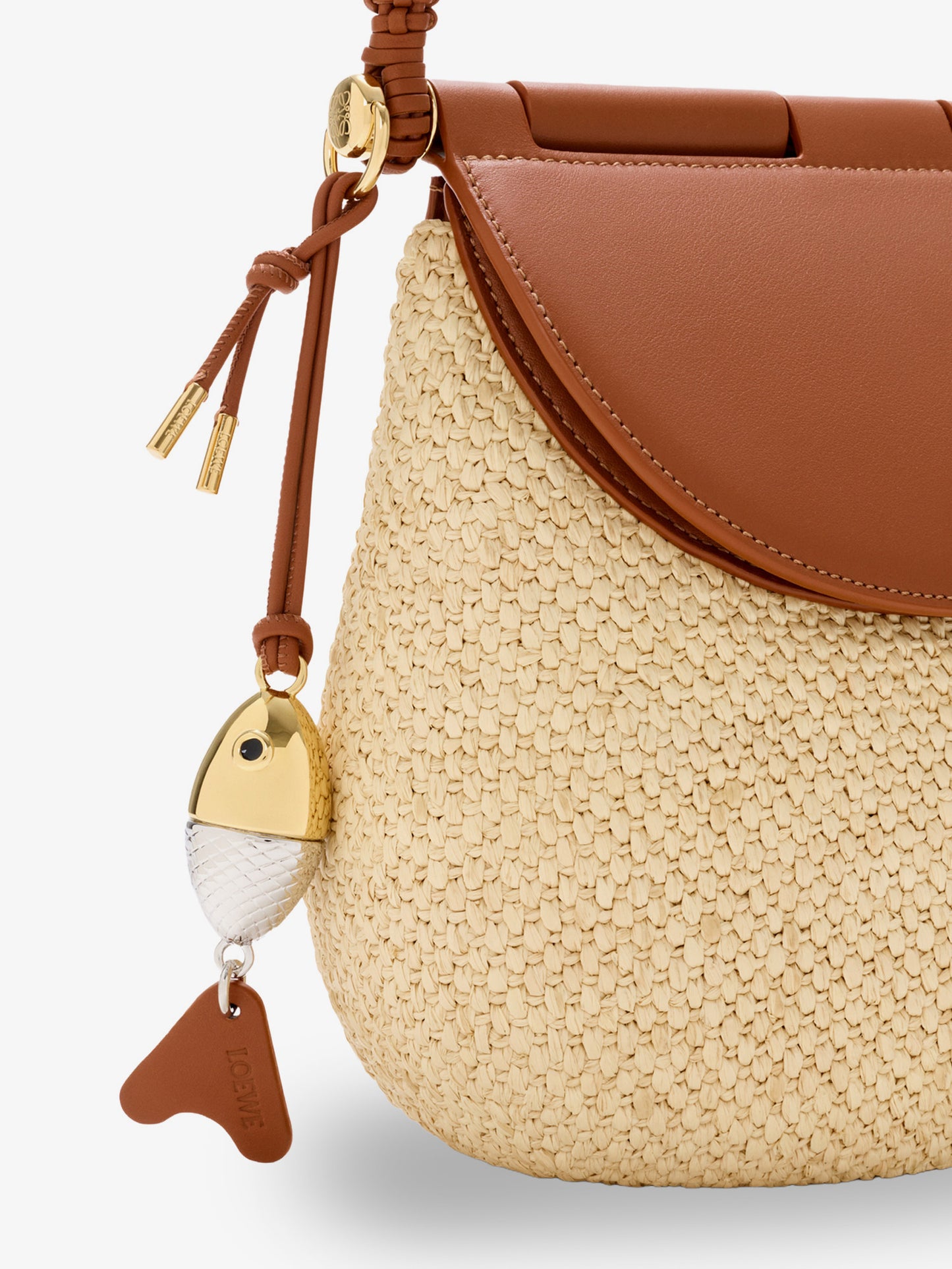 Paula's Ibiza Raffia and Leather Pescador crossbody bag