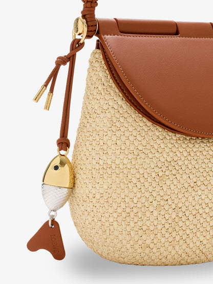 Paula's Ibiza Raffia and Leather Pescador crossbody bag thumbnail
