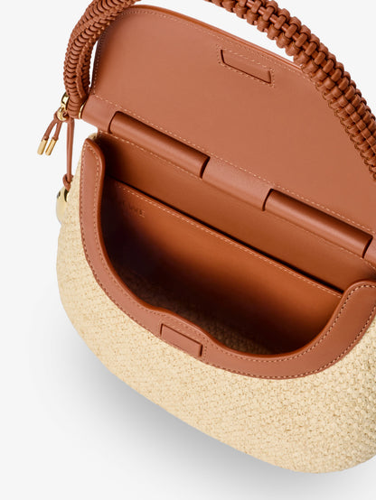 Paula's Ibiza Raffia and Leather Pescador crossbody bag thumbnail