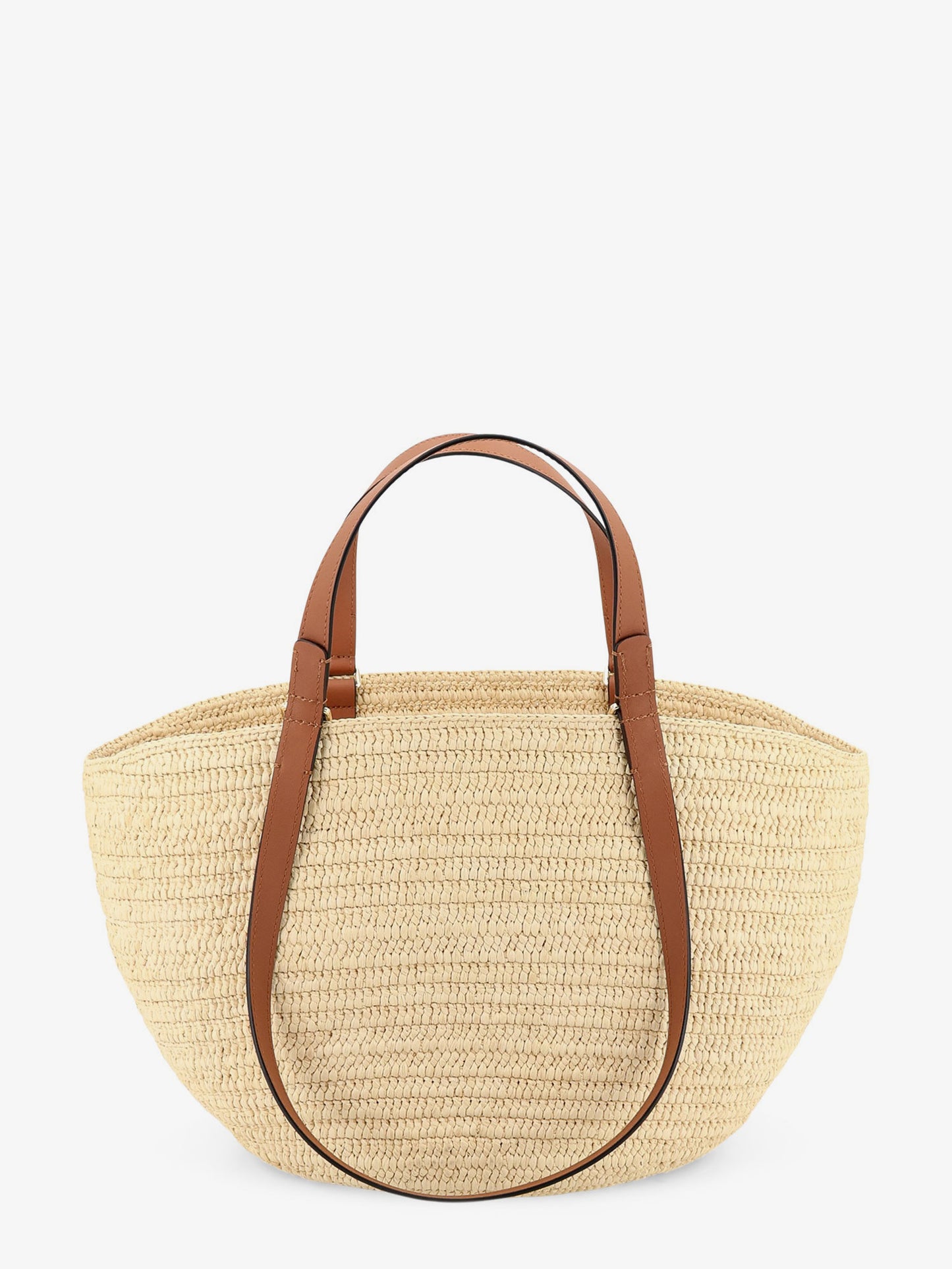 Paula's Ibiza -Eclipse Raffia and Leather handbag with 3D Anagram logo