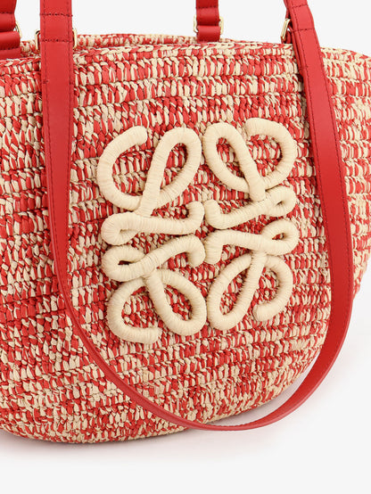 Paula's Ibiza -Medium Eclipse raffia and leather shoulder bag with 3D Anagram logo thumbnail