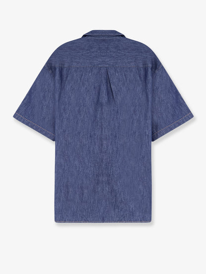 Blue denim shirt with embroidered Anagram logo thumbnail