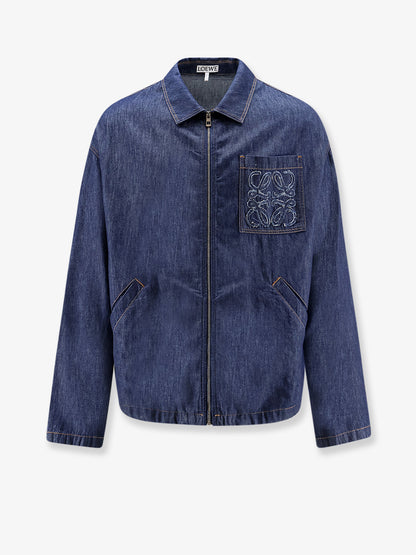 Blue denim jacket with embroidered Anagram logo thumbnail
