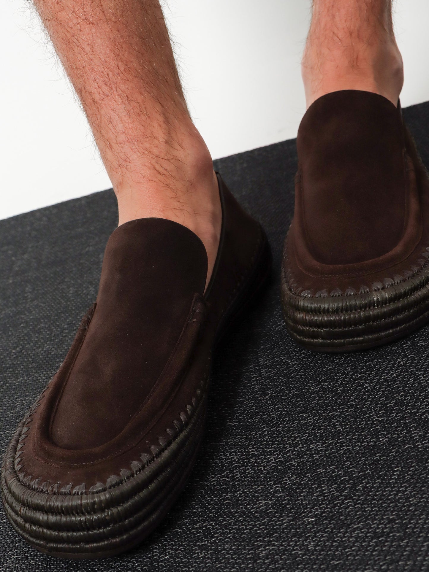 Rio suede and raffia loafers