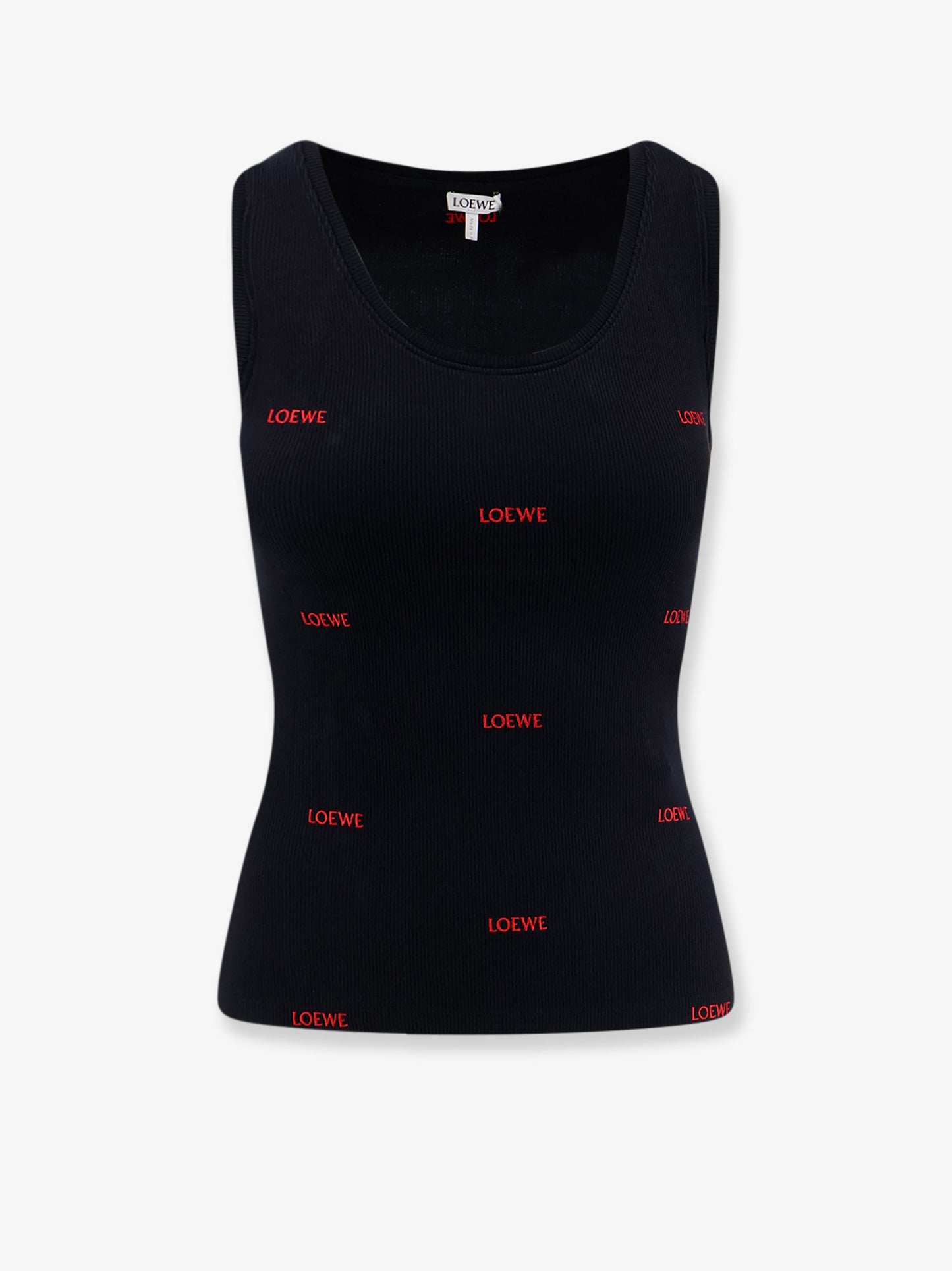 Canotta in cotone con ricamo logo lettering all-over
