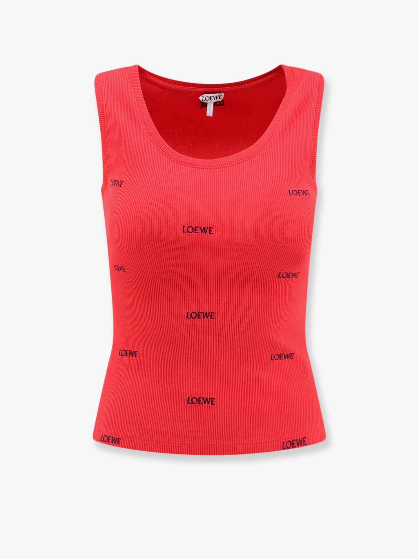 Cotton tank top with all-over embroidered logo lettering